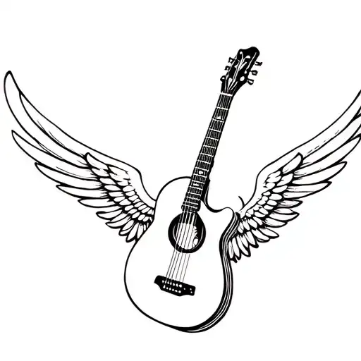 Small Guitar With Wings Memorial