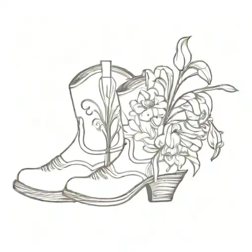 One Cowboy Boot With Snowdrop And Carnation Flowers Blooming