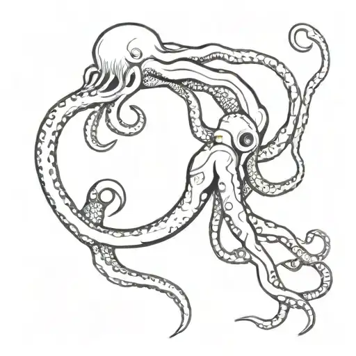 Vintage Style Octopuss And Diver