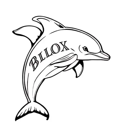 Outline Of Dolphin Leaping With The Word Biloxi As Part Of The Dolphin