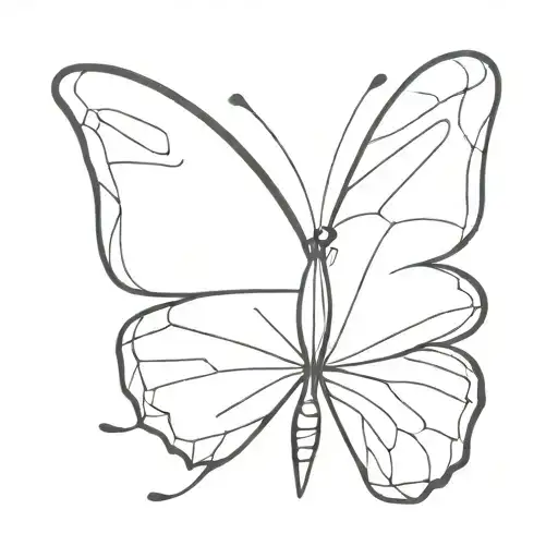 Black And White Minimalist Butterfly With The