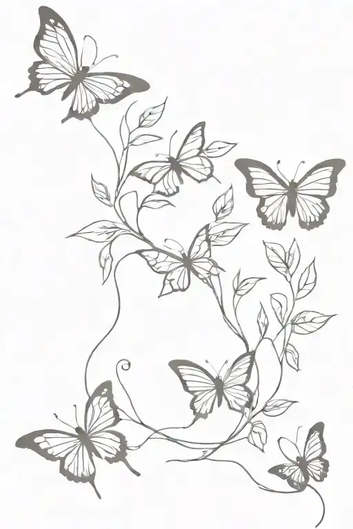 Butterflies On A Vine