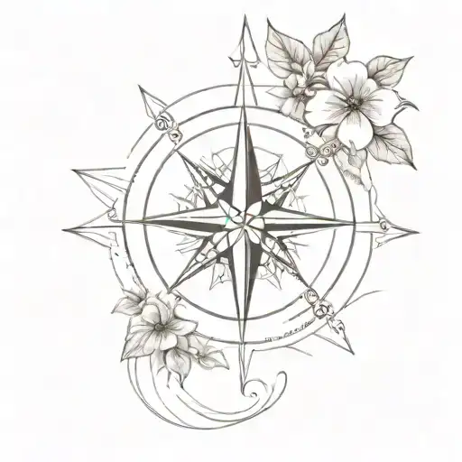 Compass With Jasmin Flower And Baby Feet