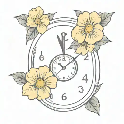 Melting Clock And Primroses