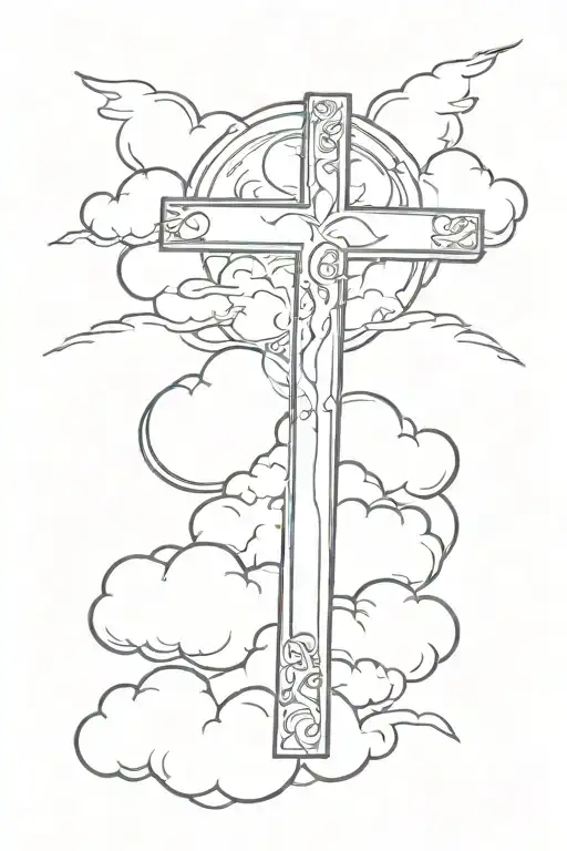 Everything Happens For A Reason Inside A Cross With Cloud Background