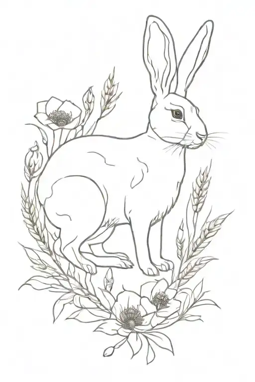 Jakalope Rabbit Surrounded By Poppies And Wheat