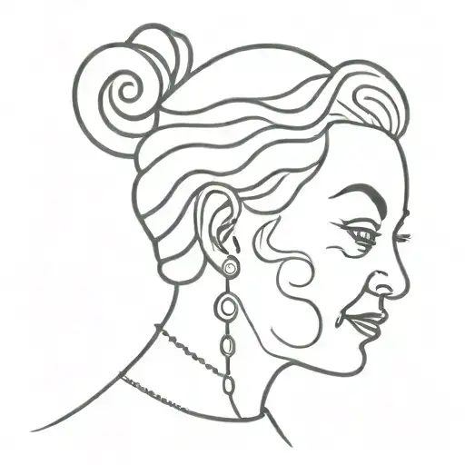 Silhouette Of Grandmother's Face With Curlers
