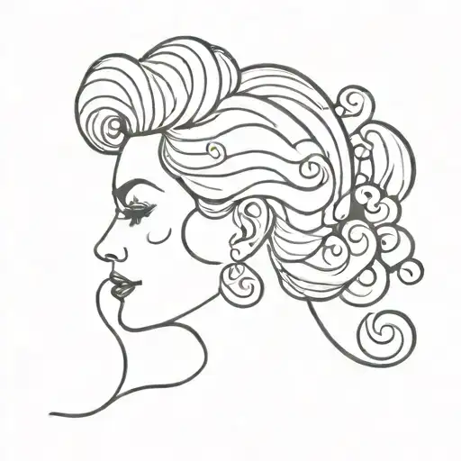 Silhouette Of Grandmother's Face With Curlers
