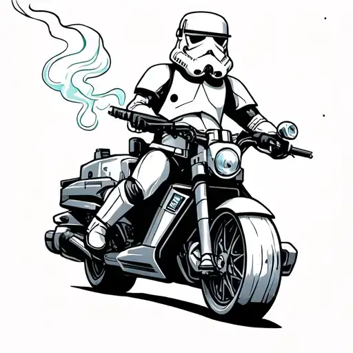 Storm Trooper Smoking A Joint Riding A Speeder Bike