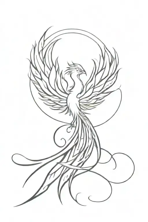 Phoenix Flying Long Flowing Tail Rough Edges