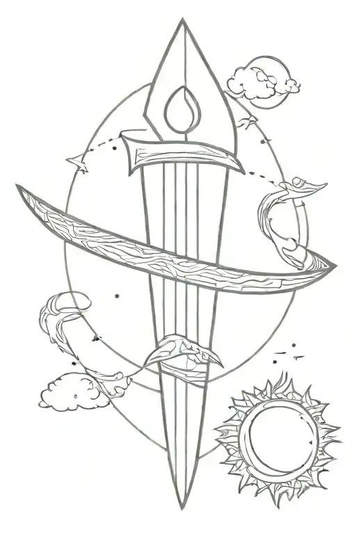 A Dagger With A Scale With Sun On One Side And Moon On One Side Libra