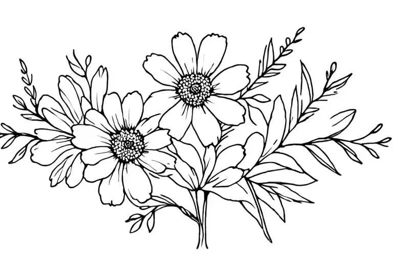 Marigold And Cosmos Flowers