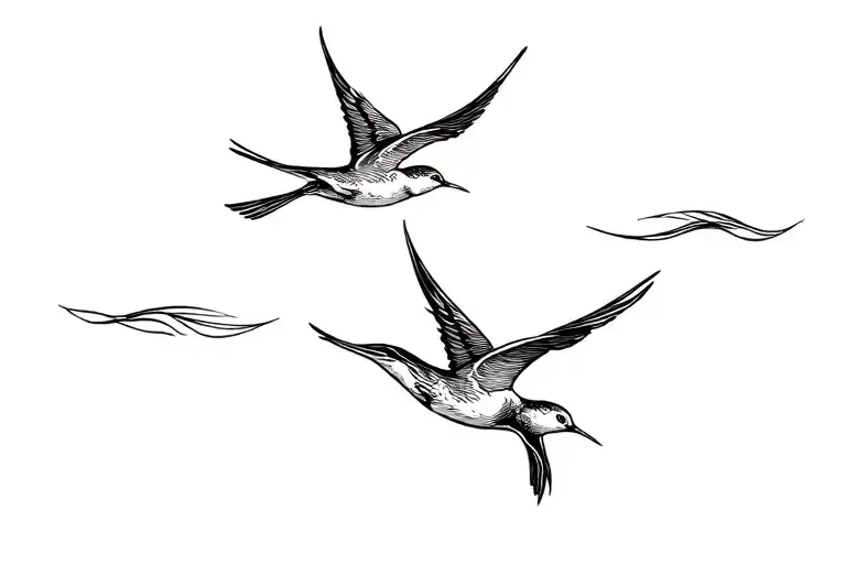 3 Swallows Flying