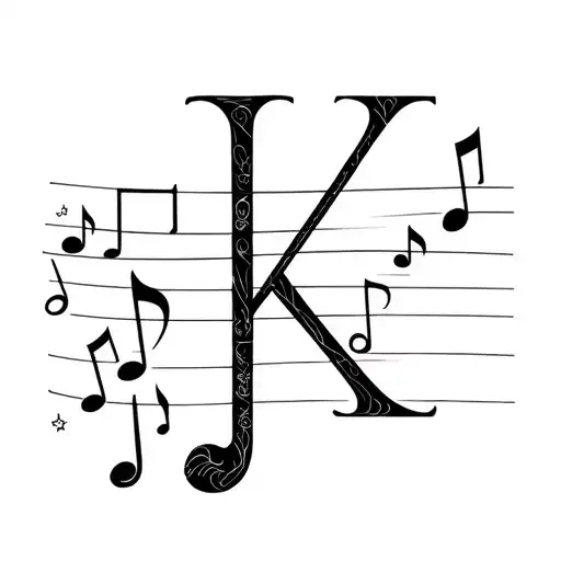 K And Music Notes Floating