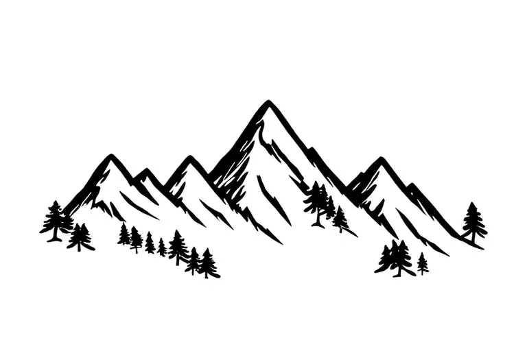 Mountains And Pine Trees