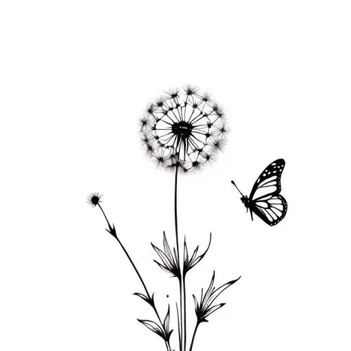 Dandelion With A Butterfly