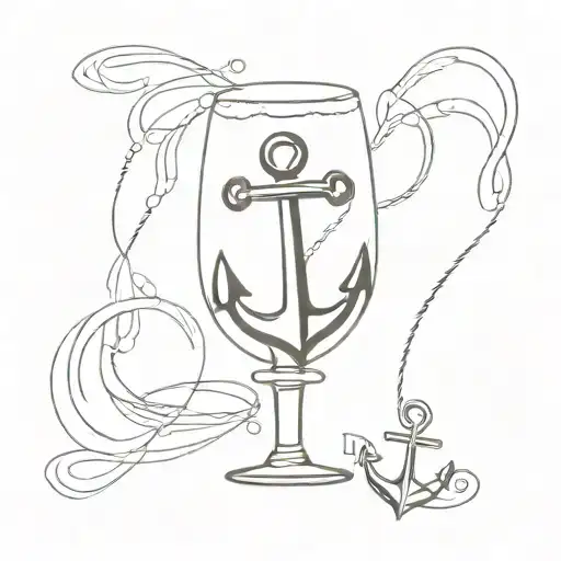 Champagne Glass With Ship Anchor