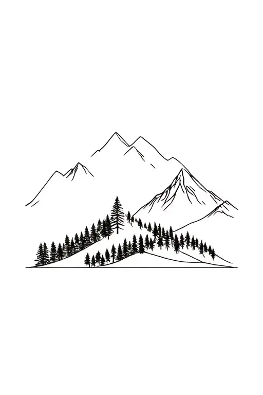 Mountain And Forest Fine Line