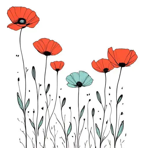 The Poppiesgrow Between The Poppies Row On Row
