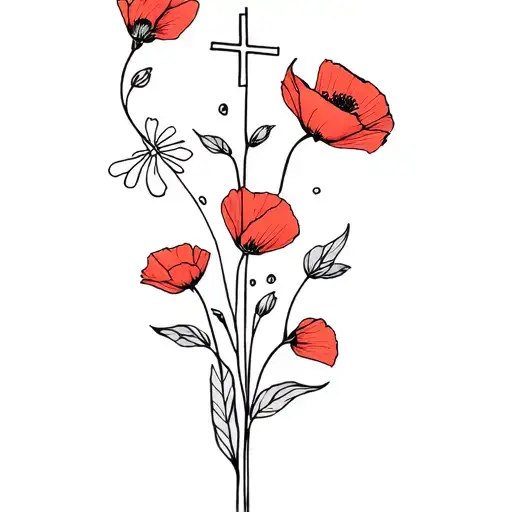 The Poppiesgrow Between The Crosses Row On Row
