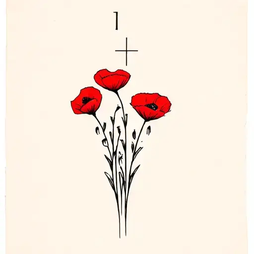 The Poppiesgrow Between The Crosses Row On Row