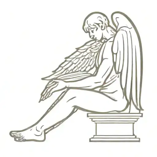 Roman Statue Wings No Head Profile Holding A Book