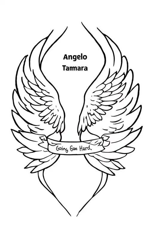Angelo Wings With A Band And The Word 'Going Hard' Tamarra Inside The Band