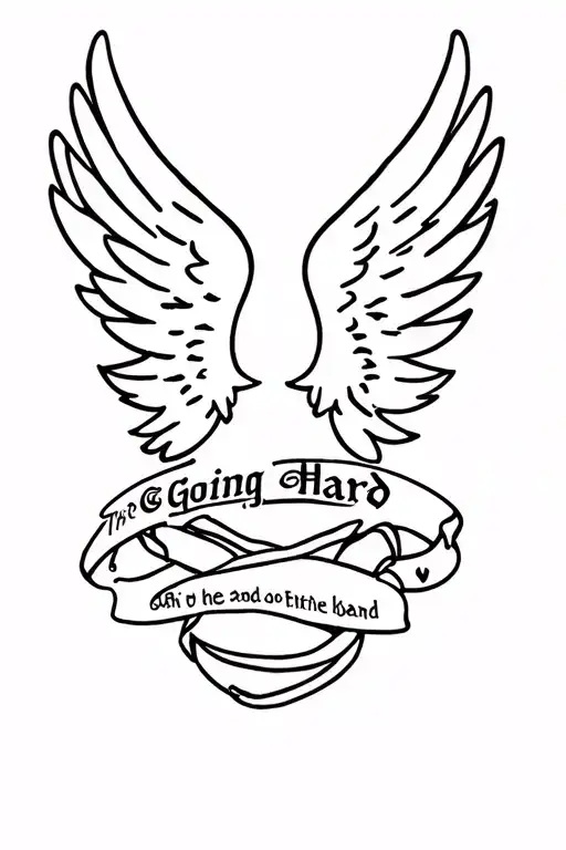 Angelo With Wings And A Band And The 'Going Hard' Writing Inside The Band