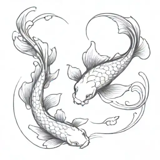 Koi Fish Falling In A Pond Side Profile