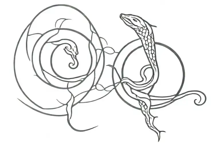 2 Snake's Making The Aquarius Sine And A Rising Sun On Won Side And A Have Moon On The Other Side