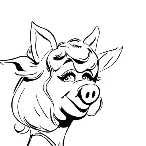 Pinup Girl Miss Piggy Head Facing Forward Looking Back