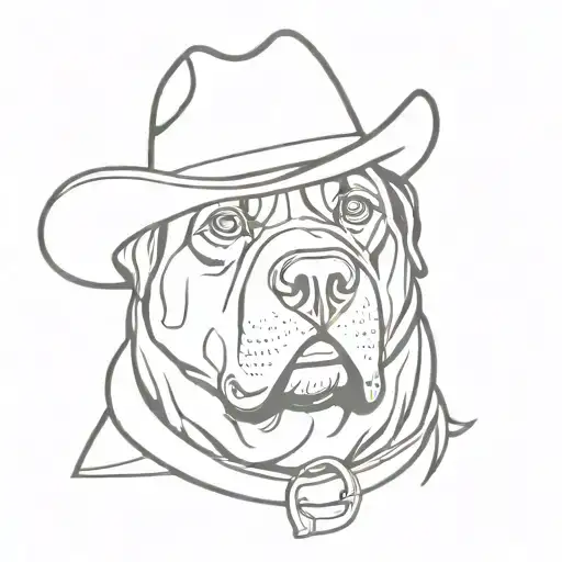 Rottweiler With Cowboy Hat Written 300