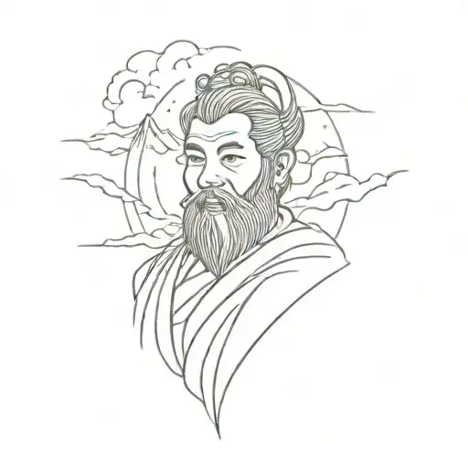 Vietnamese God Of The Mountain With A Mountain Range
