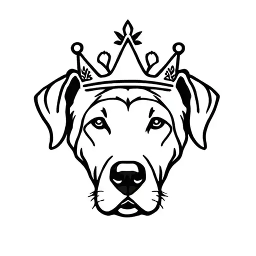 Black Lab Face Wearing A Crown