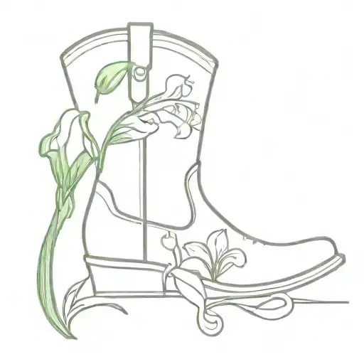 One Cowboy Boot With Snowdrop And Carnation Flowers Growing Outside