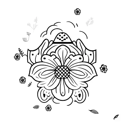 Playing Card With Hat In The Middle And Flowers