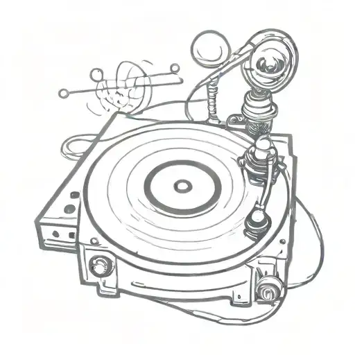 Record Player With Disco Ball Surrounded