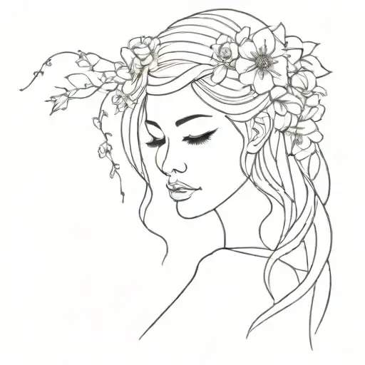 Flowers As The Hair Girl No Face