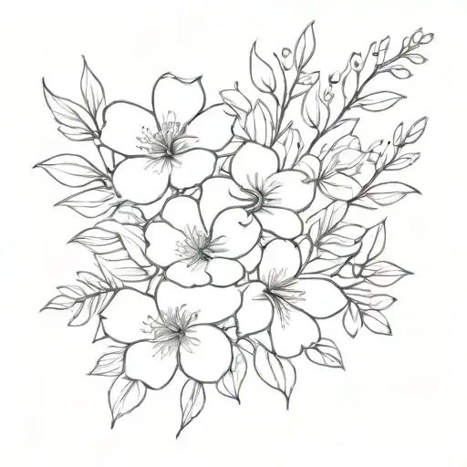 Flower Bouquet Fine Line