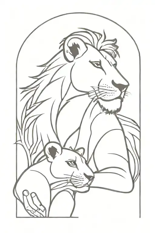 Lionking Outline Mother Holding