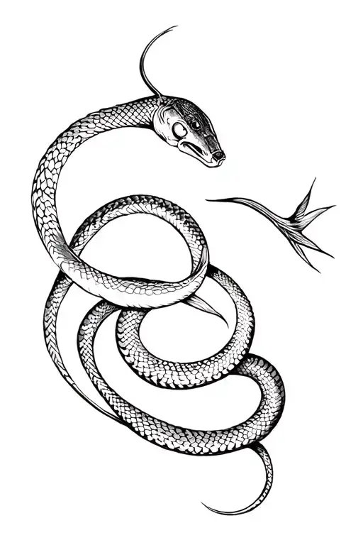 Snake Wrapped Around Fish