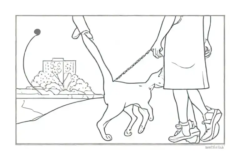 Woman Walking A Cat With Heart Collar