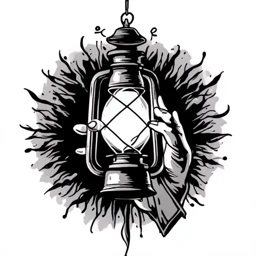 Hand Carrying Lantern Shining Light