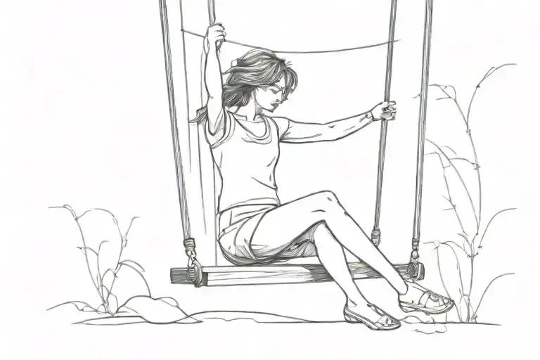 Girl Swinging On Swing