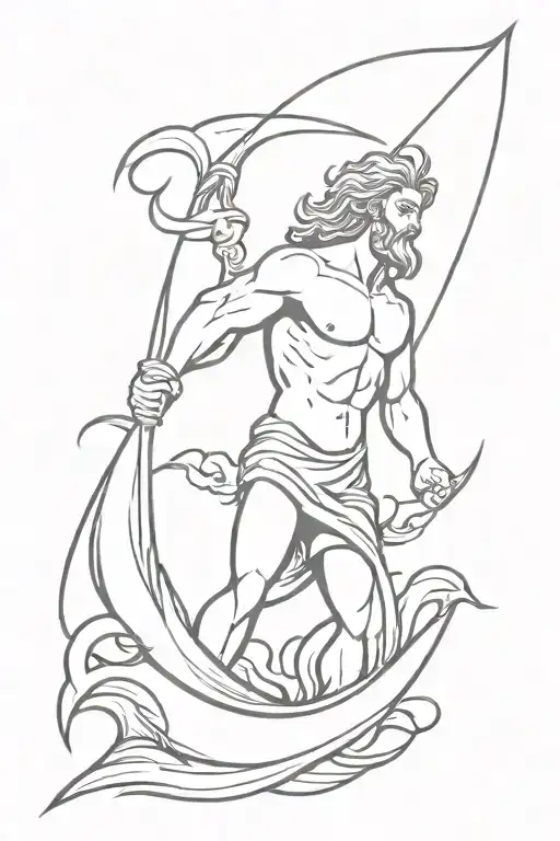 Poseidon Spear With Wave