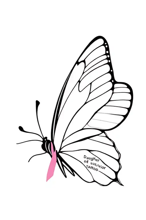 Butterfly With A Breast Cancer Symbol With Words That Say Daughter Of A Survivor