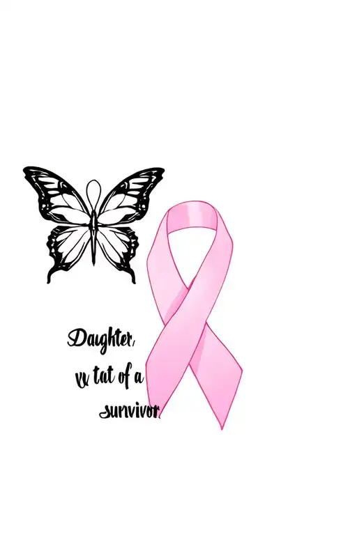 Butterfly With A Breast Cancer Symbol With Words That Say Daughter Of A Survivor
