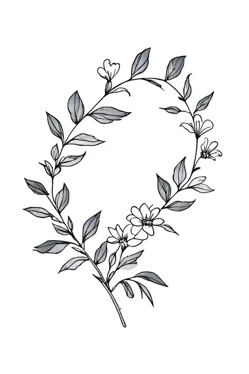 Minimalistic Fine Line Vine With August November And February Birth Flowers