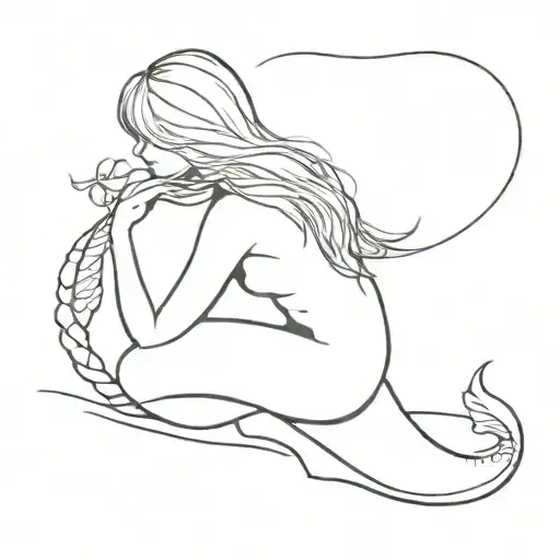 A Pretty Female Mermaid From Behind Them