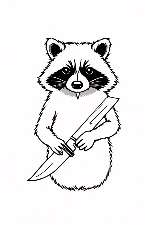 Raccoon Holding Knife
